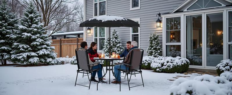 PUKAMI 6 Piece Folding Patio Dining Set, Metal Garden Outdoor Furniture Set with 4 Foldable Chairs & Portable Table for Lawn, Backyard, Deck