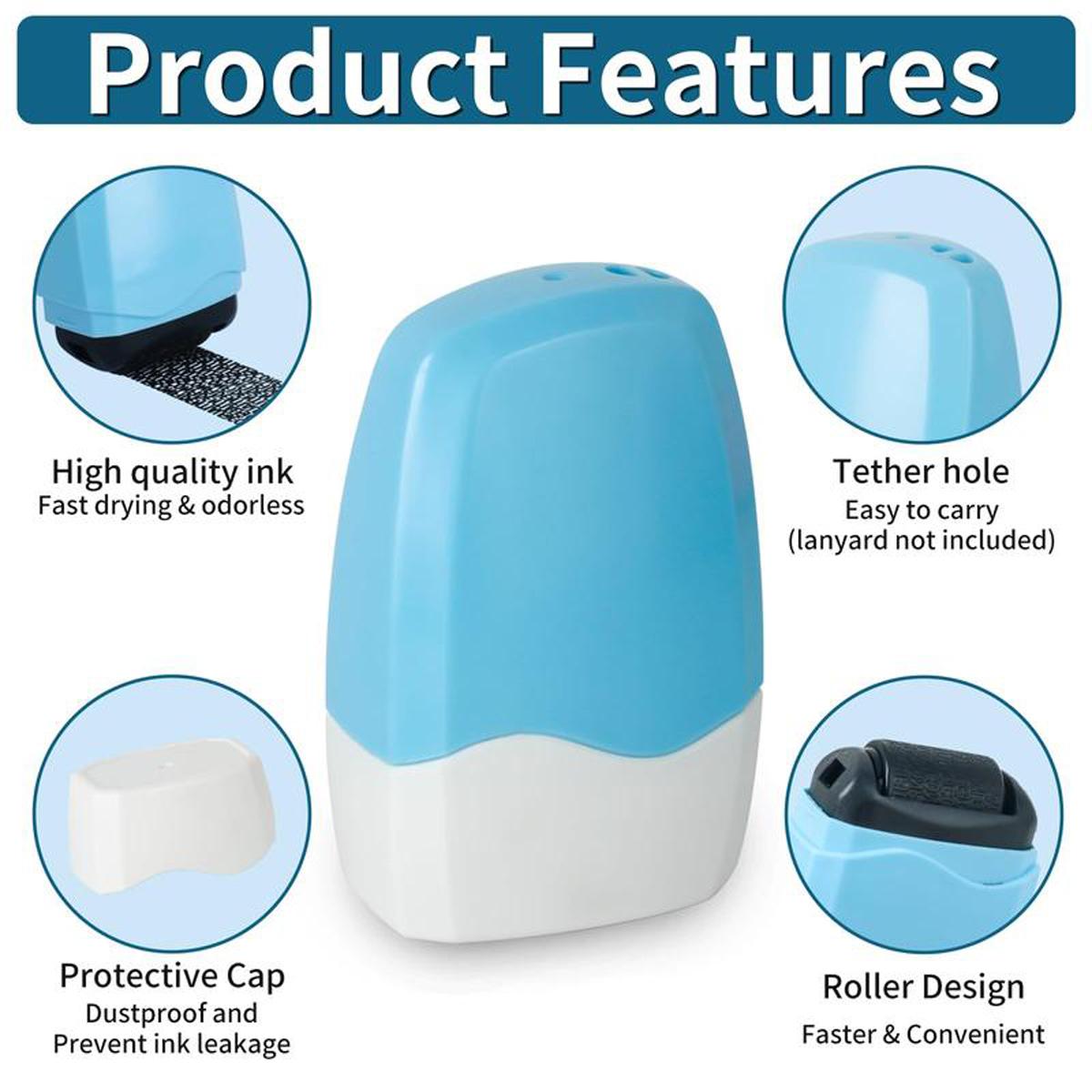 Lotosug Identity Theft Protection Roller Stamp for Hiding Sensitive Information, 1 Count Confidential Roller Stamp, Anti Theft, Privacy & Security Stamp, Designed for ID Blackout Security, Office Supplies