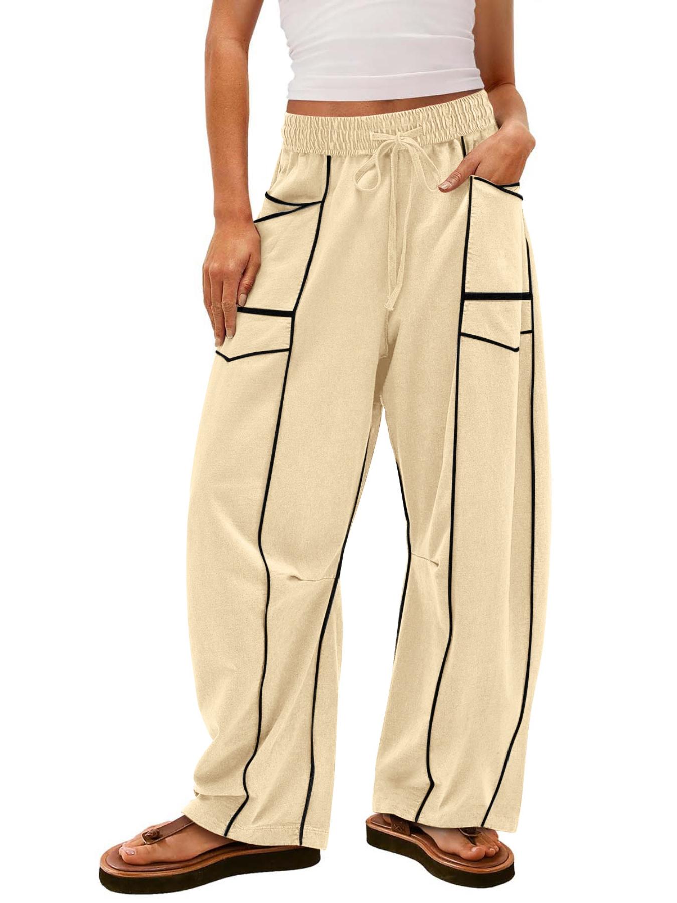 Women's Style Loose Wide Leg Casual Sports Drawstring High Waist Long Pants, Comfortable and Stylish Women's Clothing