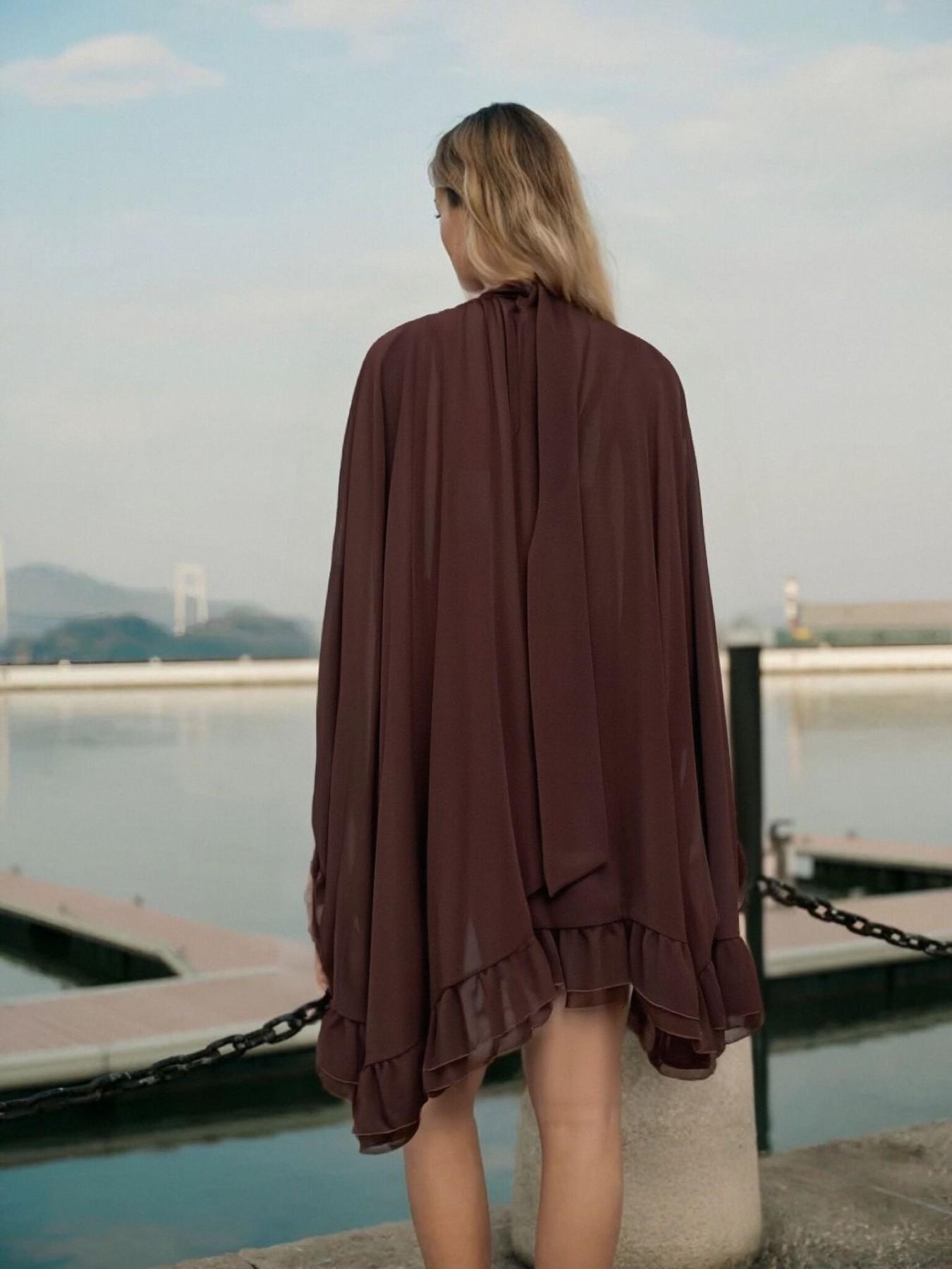 Ocean Style Spring Summer New Elegant Chiffon Dress with Layered Ruffles Fashion Inner Tank Two-Piece Set for Casual Wear Womenswear Basic Womenswear Basic Minimalist