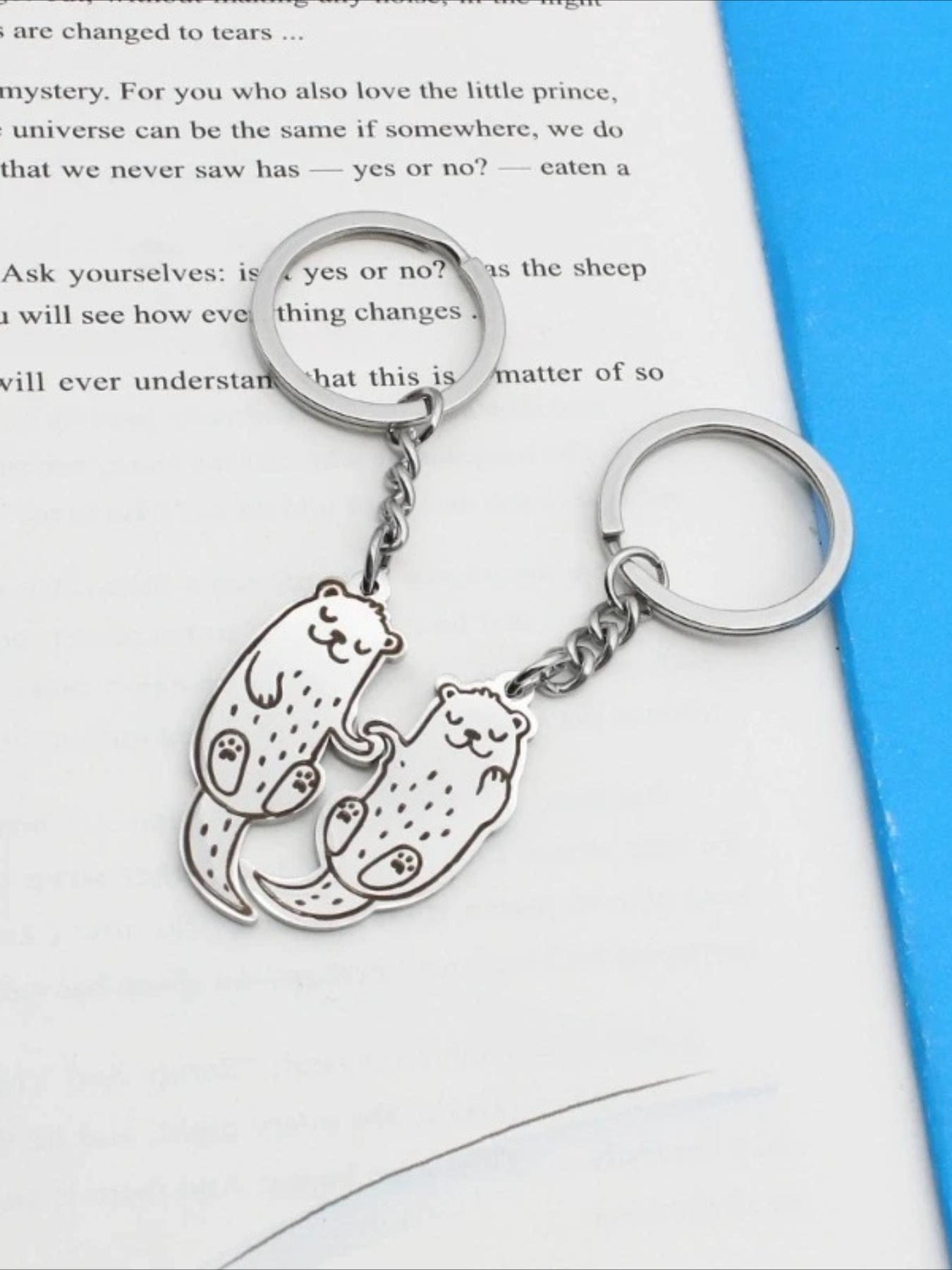 2 Piece Set Cute Otter Animal Keychain Gift Set, Surprise Gift for Couples and Friends, Cartoon Style Casual Jewelry