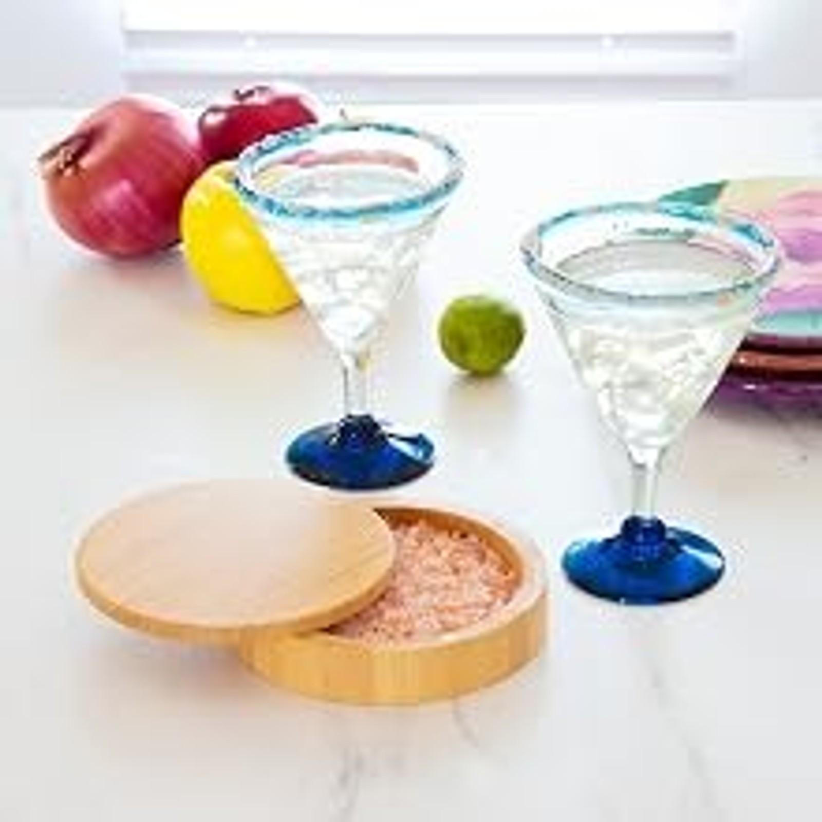 Margarita Salt Rimmer - Eco Bamboo Cocktail Bar Tool with Swivel Lid, Magnetic Closure, Salt Storage for Margaritas, Round Shape Margarita Salt Rimmer - Eco Bamboo Cocktail Bar Tool with Swivel Lid, Magnetic Closure, Salt Storage for Margaritas, Round Shape