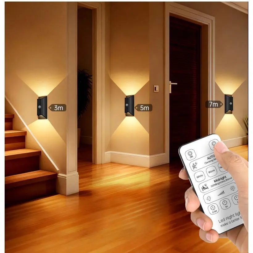 Rechargeable Magnetic Indoor Lighting Motion Sensor Night Light - 3 Brightness Adjustment Modes, Dimmable, Ultra-Long Battery Life, Stick-On Wall Lamp for Bedroom, Stairway, Christmas