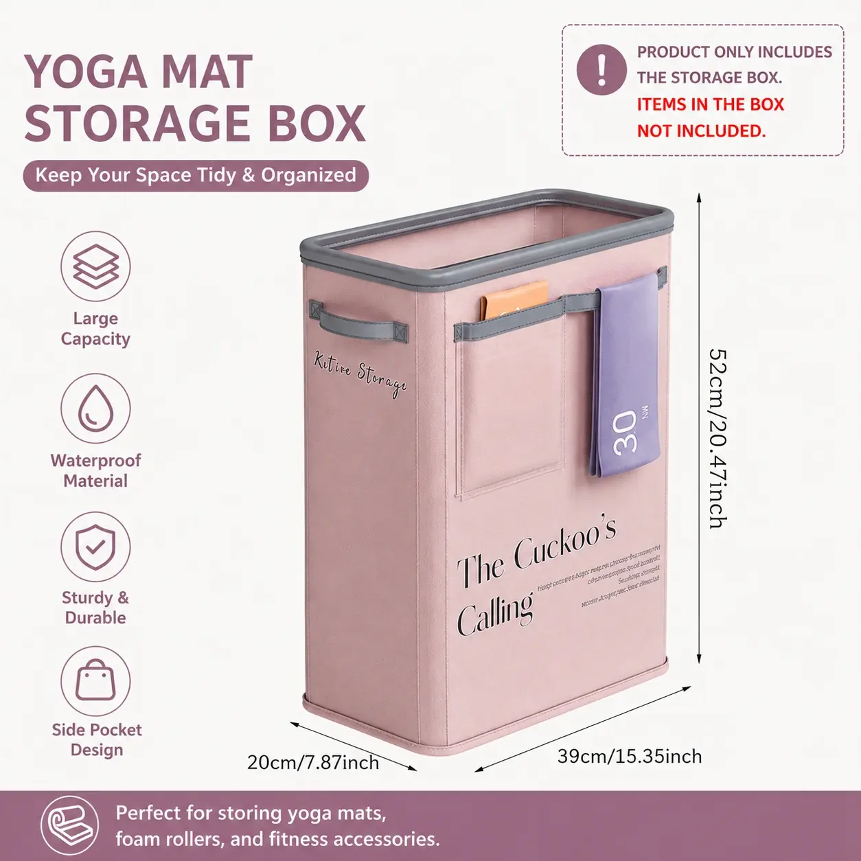 Multifunctional Sports Equipment Storage Box, Foldable Large-Capacity Fabric Storage Basket, Yoga Mat & Fitness Gear Storage Case, Gym Supplies Organizer, Dust-Proof Storage Bin with Lid