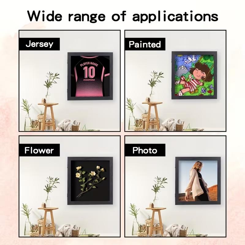 High-transparency jersey display case, 18x14 optional size, black, white, brown, heavy-duty frame secures all jerseys, transparent display highlights collection beauty