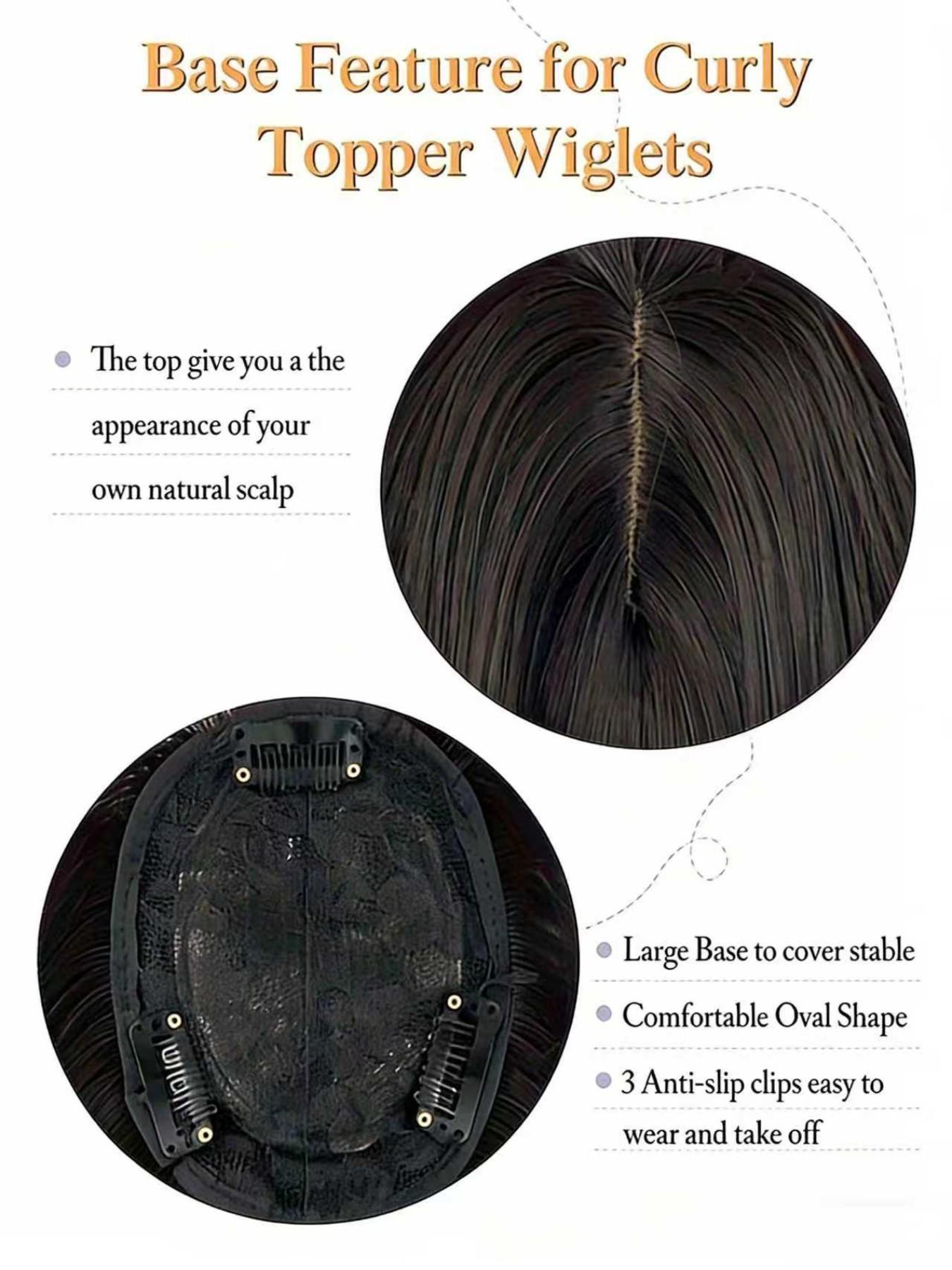 ✨Fresh Summer Beach Dark Chestnut Straight Clip-In Topper, Premium Kanekalon Synthetic Hair With Soft Layered Curtain Bangs, Seamlessly Mask Sparse Scalp, Ideal For Seaside Trips & Simple Daily Looks