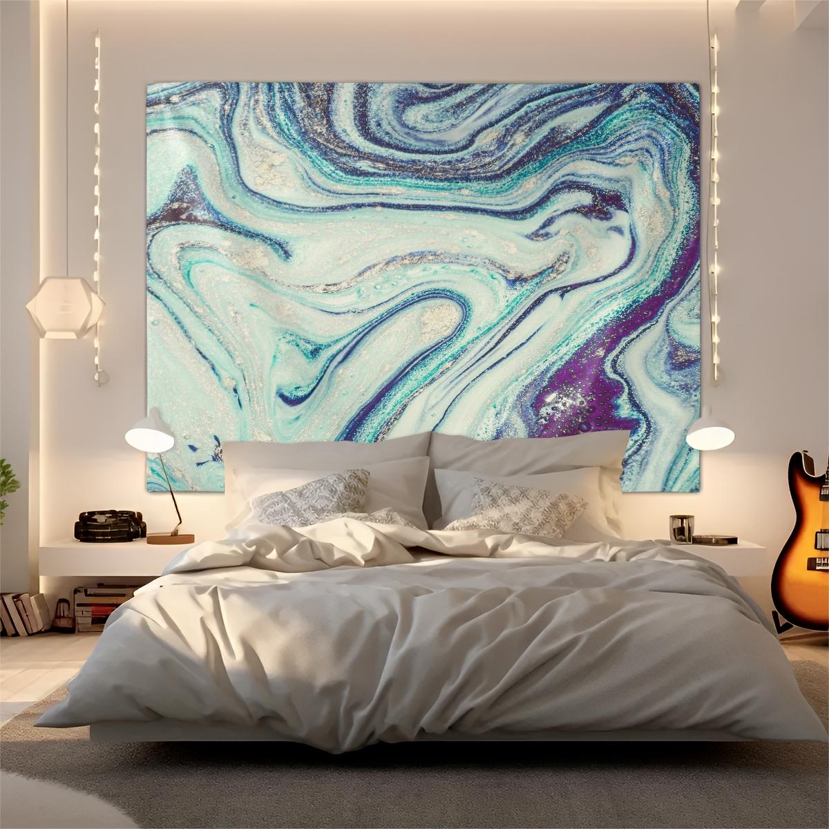 Fluid Ink Art Wall Tapestry, Niche Watercolor Texture Design, Natural Drape Strong Atmosphere, Perfect for Influencer Bedroom Backdrop Wall Decor
