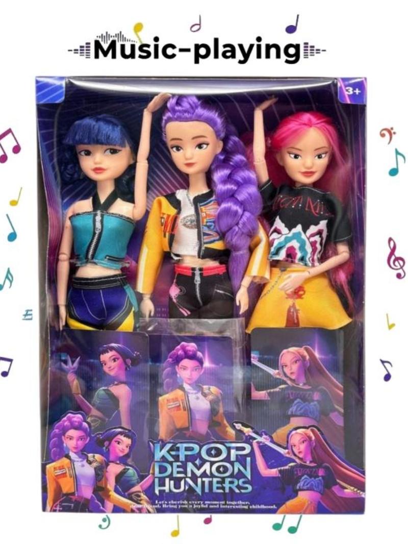 Kpop Demon Hunter Rumi Mira Zoey Doll, 11.5 Inch Jointed Moveable Figure, LED Light & Music Collection Desk Decor Gift