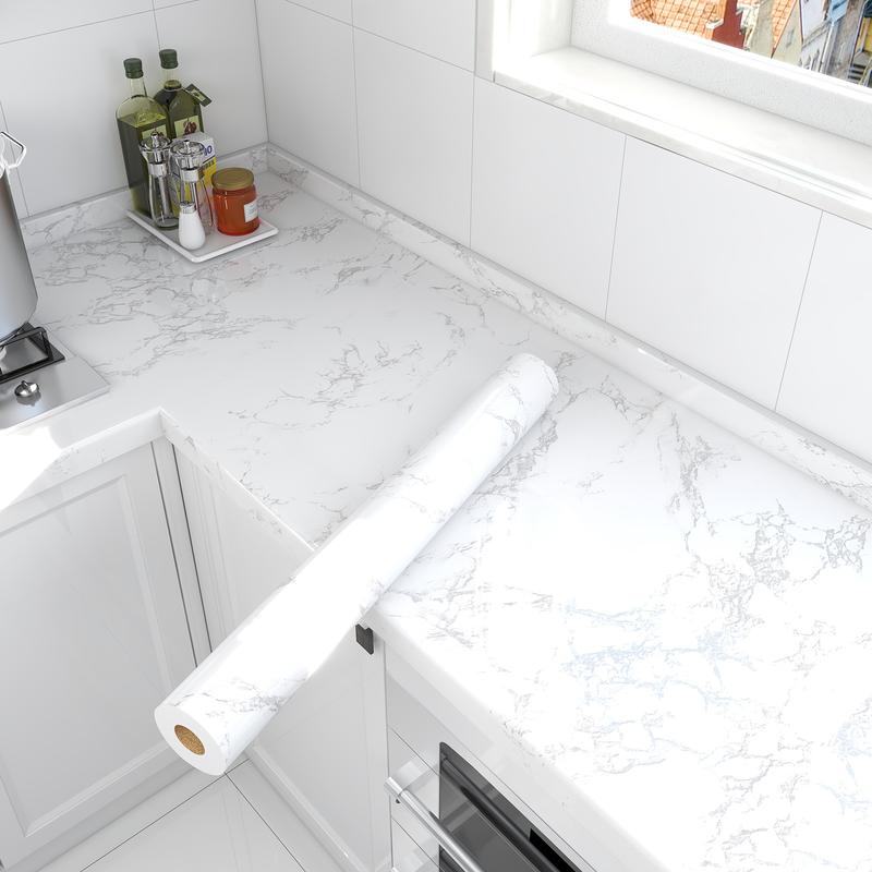 Marble Pattern Self-adhesive Sticker, 1pc Waterproof Decorative Paper for Countertop Furniture Table, Decorative Wallpaper for Living Room Kitchen Bathroom Home Interior Decor, Interior, Design, Modern, Room Decor pegatinas decorativas