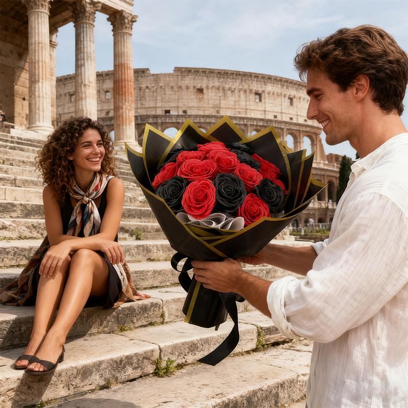 18pcs Realistic Rose Bouquet, Artificial Roses, Artificial Flowers Bouquet, Valentine's Day Gift, Wedding Favors, Mother's Day Present, Christmas Gift