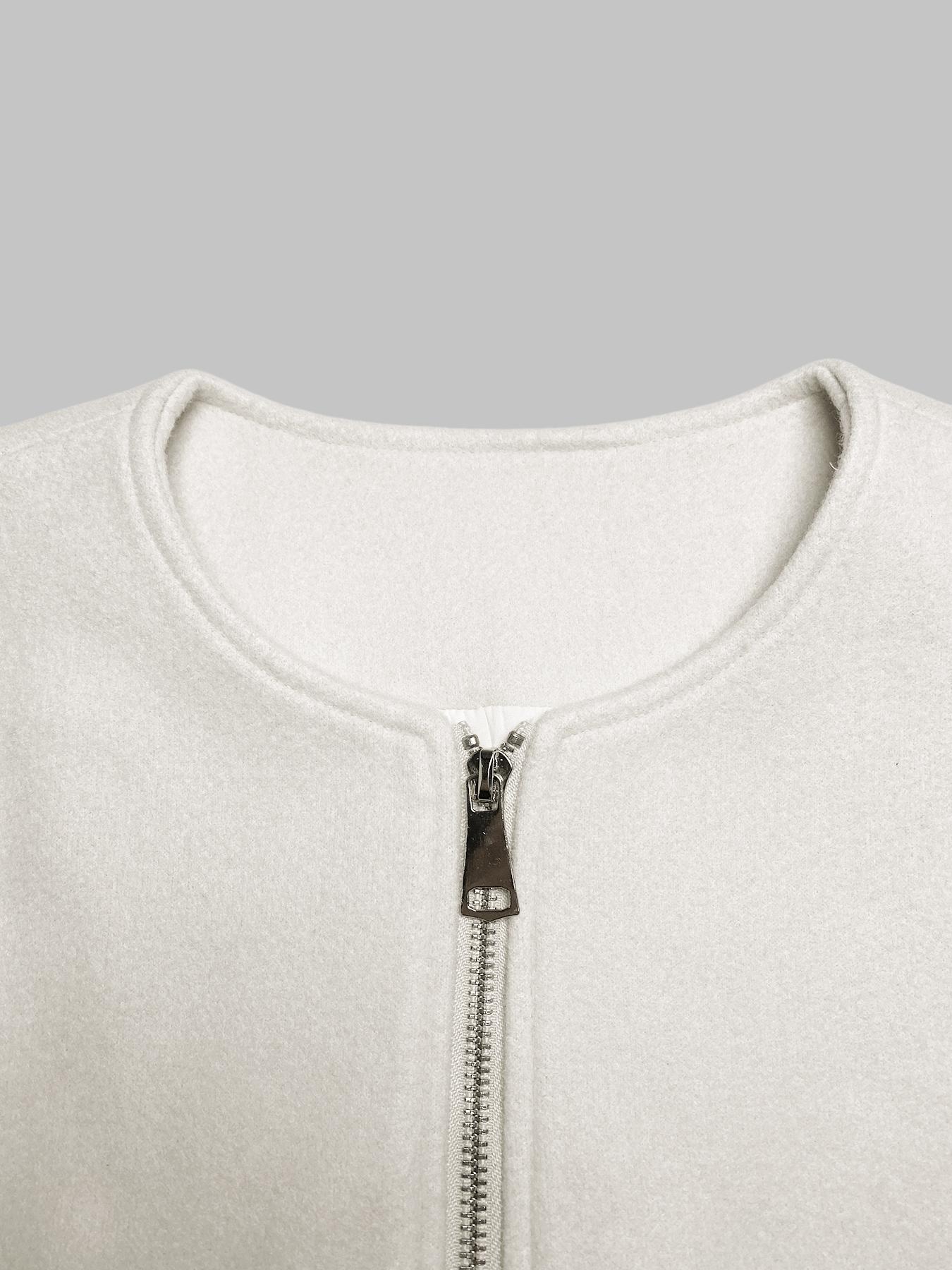 Women's Zipper Jacket Coat, Casual Style Women's Outerwear, Perfect for Fall & Winter Daily Wear, Fitted Design, Woven, Moderate Fabric Thickness