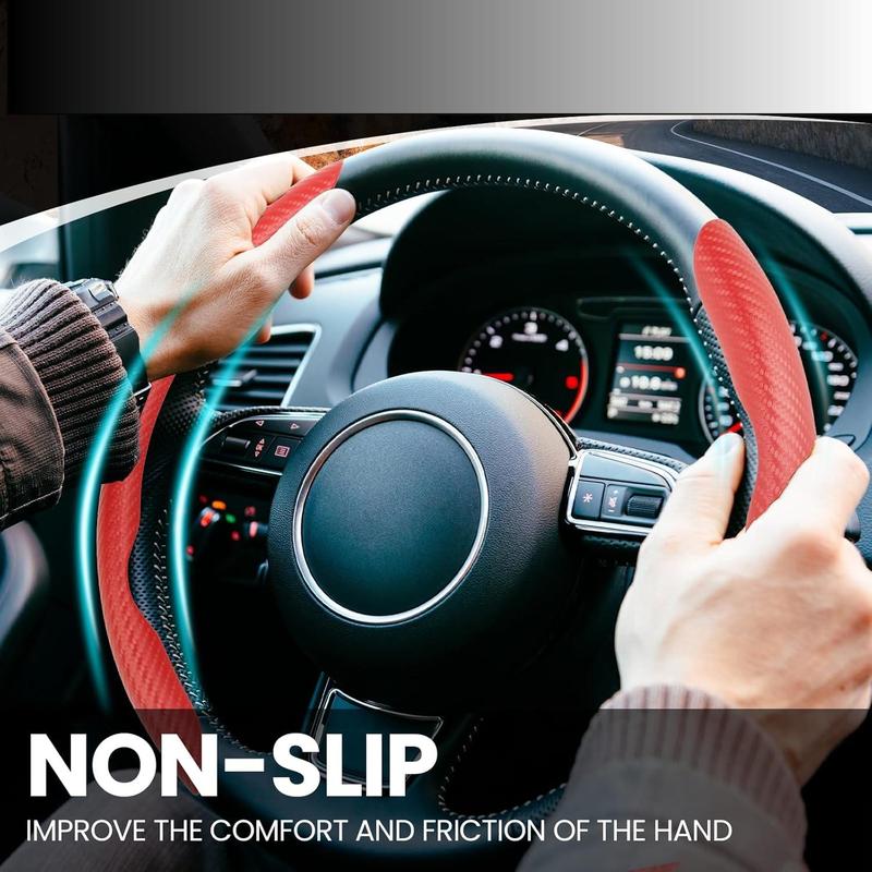 CROSSDESIGN Universal 15" Steering Wheel Cover, Car Anti-Skid Steering Wheel Cover 2pcs, Steering Wheel Grip Protector,Compatible with Most Car, Trucks, SUV, sedans,Decor Gadgets for car，Car Accessories