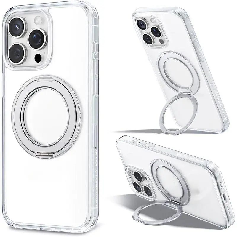 Magnetic Protective Case For IPhone 17 Pro Max With 360 °   Rotatable Ring Stand, Military-Grade Anti-Drop Protection, Non-Yellowing Slim Shockproof Shell, Anti-Scratch Clear Back Cover