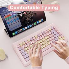 Wireless Bluetooth Keyboard for Mac, iPad, iPhone, PC, and Android—Connect Up to 3 Devices, Portable 84-Key Retro Typewriter Style, Light Blue