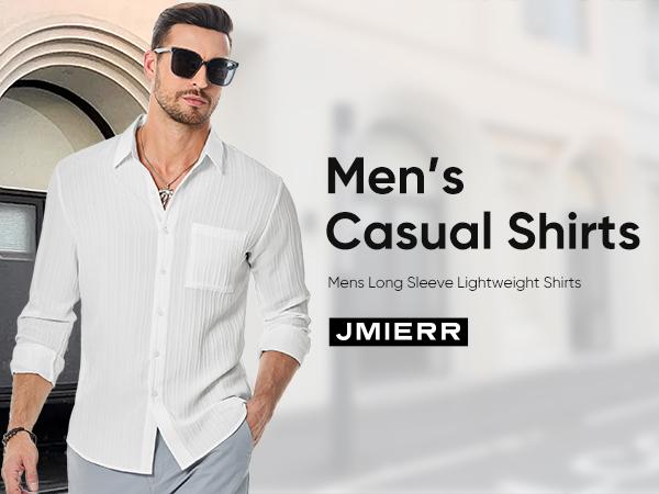 JMIERR Men's Button Down Dress Shirts Textured Long Sleeve Casual Hawaiian Beach Shirt with Pocket JMIERR Men's Button Down Dress Shirts Textured Long Sleeve Casual Hawaiian Beach Shirt with Pocket