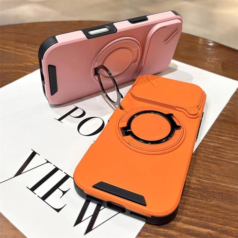 Rotating Flip Full Lens Protection Magnetic Stand Phone Case For iPhone 17 Pro Max 17Pro Air Dual Layer Protection Armor Cover