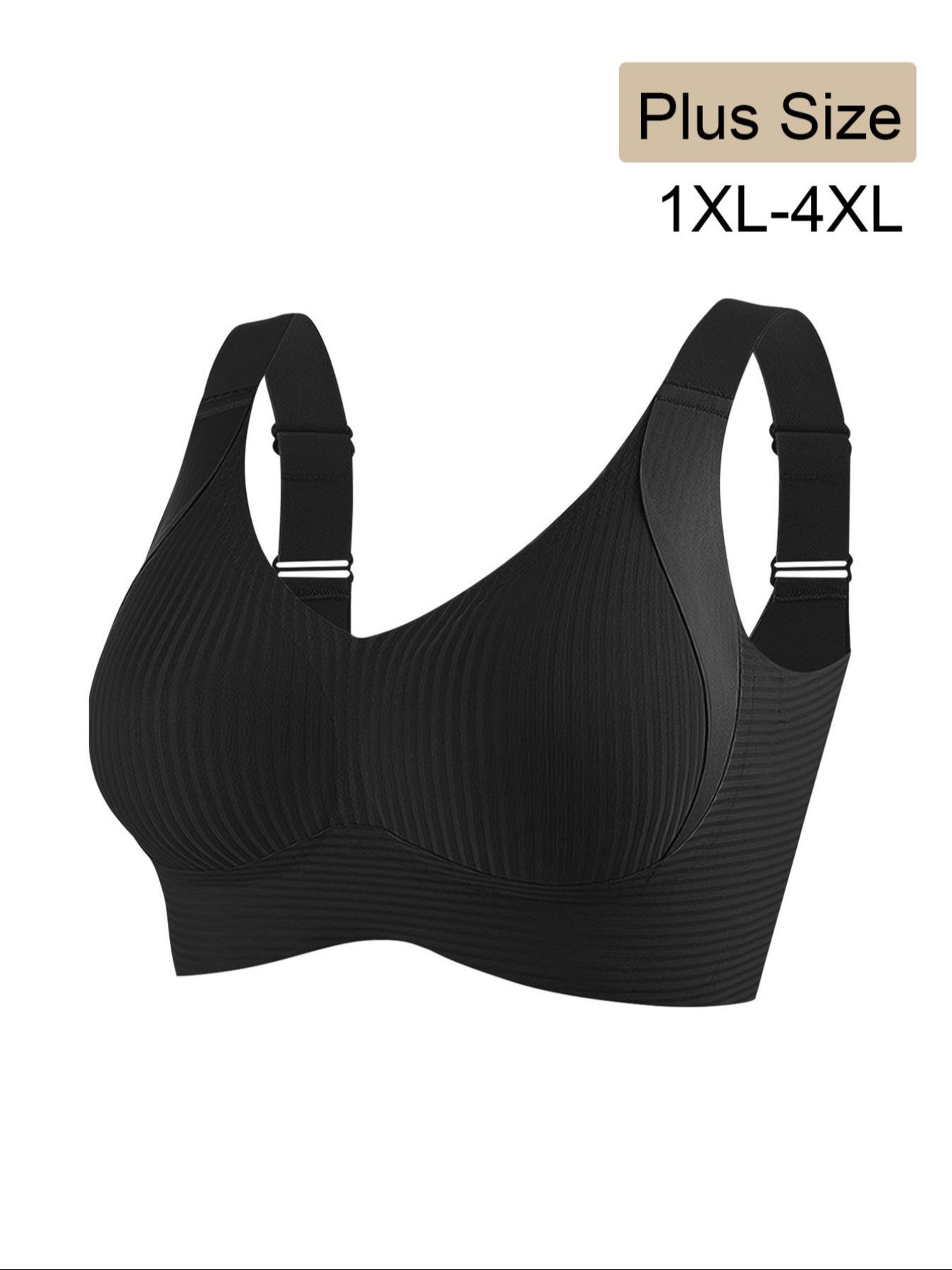 Women's Plus Size Seamless Underwire Bra, Lift & Support, Full Back Coverage, Light Thin Lining, Casual Daily Wear, Fitness Yoga Workout, Workout Ribbed, Yoga Activewear
