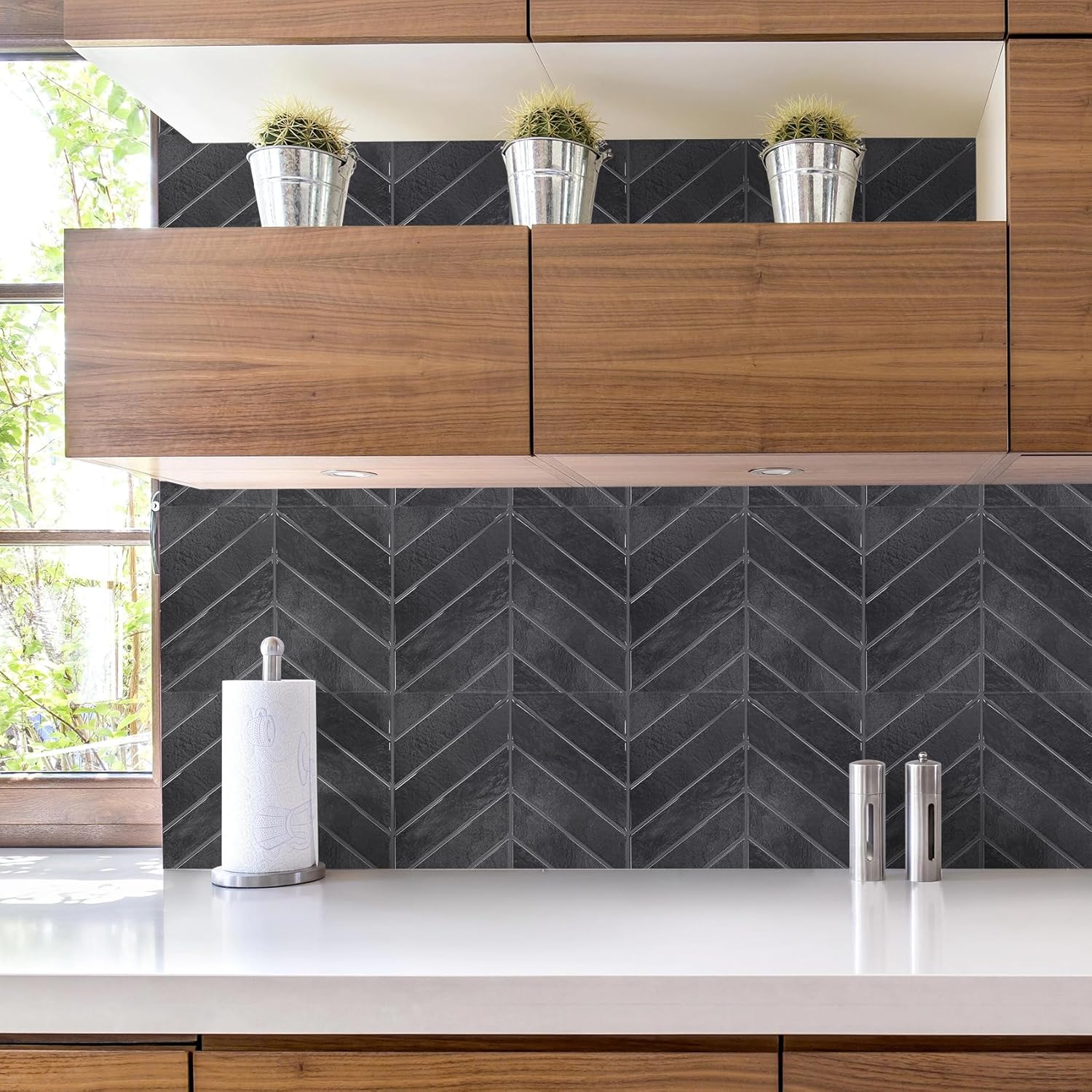 STICKGOO 10Pcs Thicker Peel and Stick Backsplash, Stick on Wall Tiles, Self Adhesive Tile Sticker for Kitchen Backsplash and Bathroom Decorative , Interior Decor - White