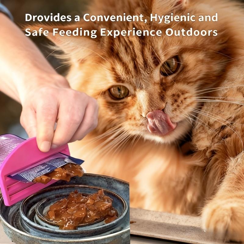 Cat Food Dispenser, Plastic Pet Food Distributor, Non-Slip Base, Easy Open Lid, One-Button Operation, No Assembly, Compact Design