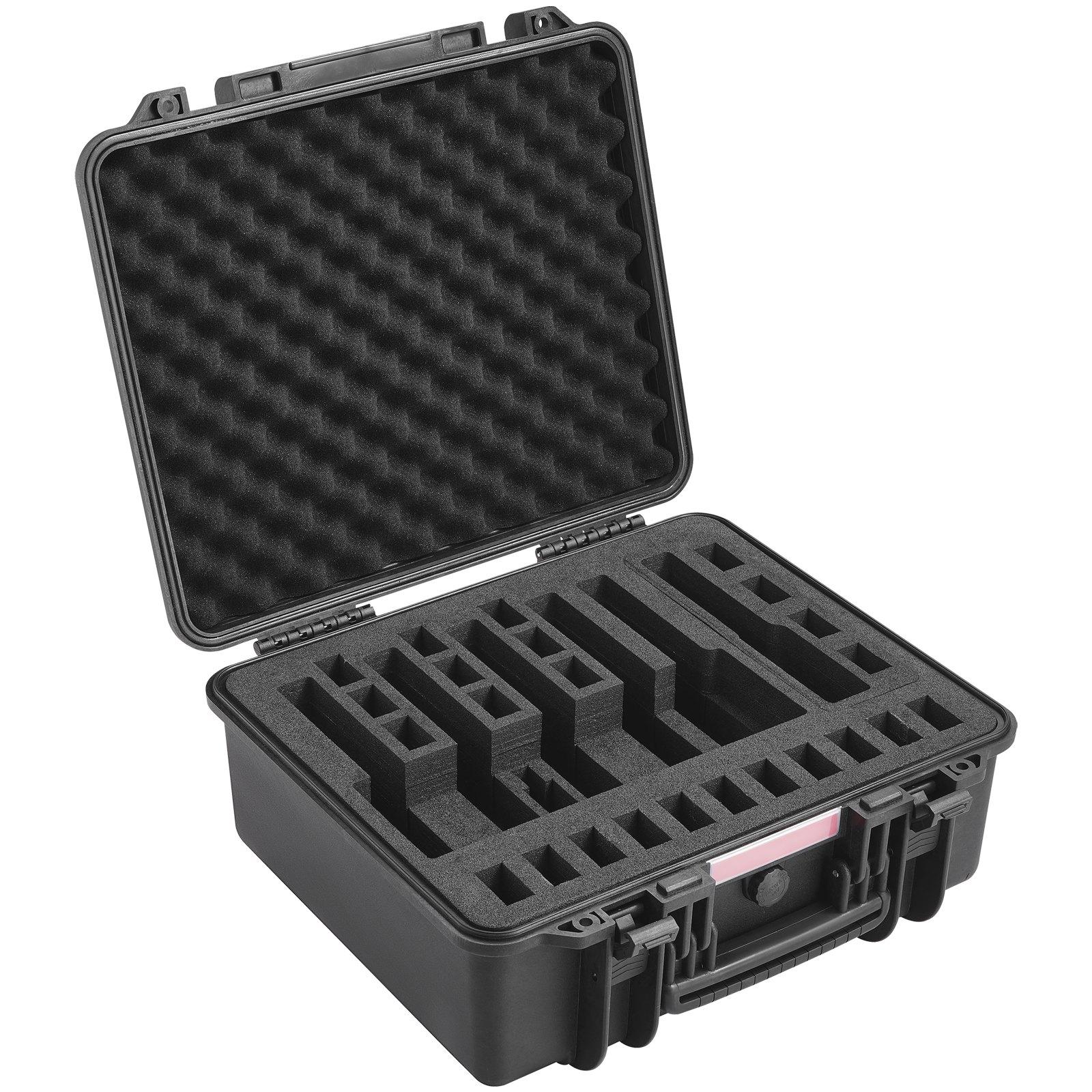 fathersdaygift VEVOR Hard Pistol Cases with Pre-cut Lining, Waterproof Dustproof Hard Gun Case for 6 Pistol, 19.3×17.1×8.3 in Lockable Pistol Case, Black