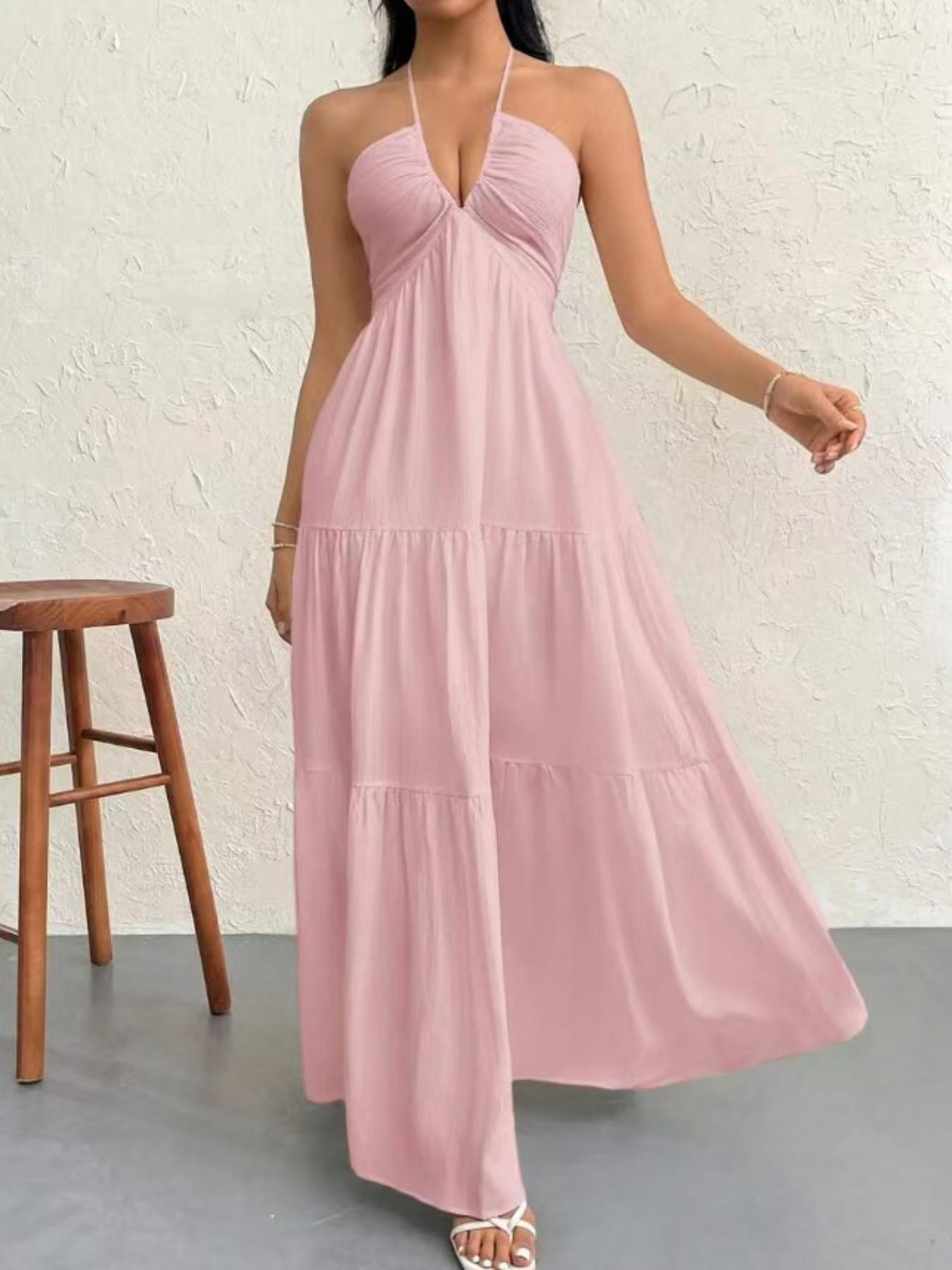 Women's Simple Loose Sleeveless A-Line Dress, Summer Casual Basic Beach Vacation Party Minimal Elegant Dress, Fashion Women's Clothing