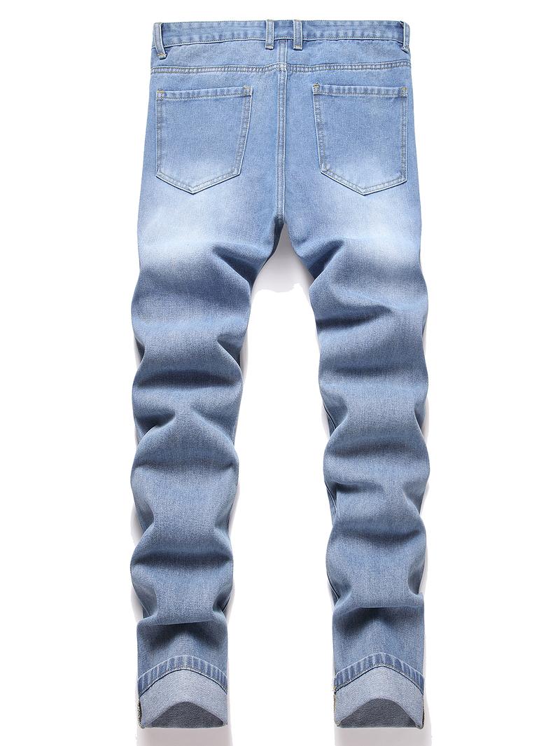 Christmas Gifts Men's Slim Fit Fashion Jeans In Three Colors - Casual Street Style Ripped Jeans - Comfortable And Stylish Trousers - Suitable For Everyday Wear - (Sizes 28-38) Men's Hip-Hop Style.