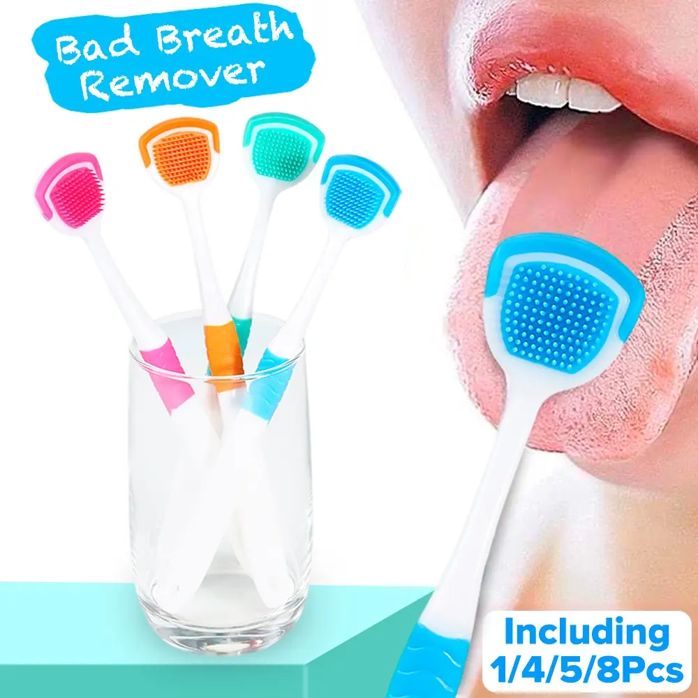 Silicone Tongue Scraper, Tongue Cleaner Scraper for Oral Care, Oral Hygiene Tool, Tongue Brush Food Debris Cleaner, Bad Breath Remover, Oral Care Product