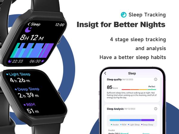 TOOBUR Smart Watch with BT Answer/Make Calls, Smart Voice Assistant, Sleep Tracking, IP68 Waterproof, Step Calorie Activity Tracker, 100 Sports Fitness Tracker, 1.95" Smartwatch for Men Women, Compatible iOS&Android Phones
