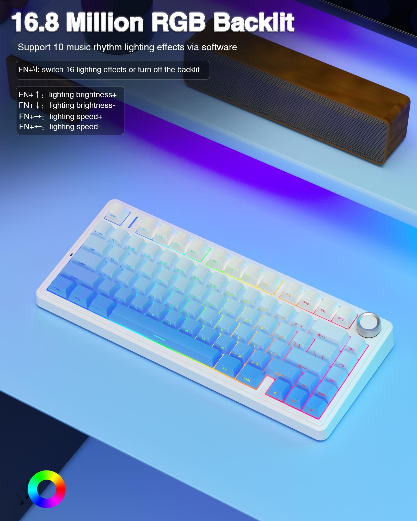 AULA F75 Pro Wireless Gaming Mechanical Keyboard, Knob Control 75% Washer Hot Swappable Custom Keyboard, Tri-Mode Connect RGB Backlight, Pre-lubricated Linear Switches, Side Printed PBT Keycaps , Gradient Blue Creamy Keyboard  TikTokShopfalldealsforyou