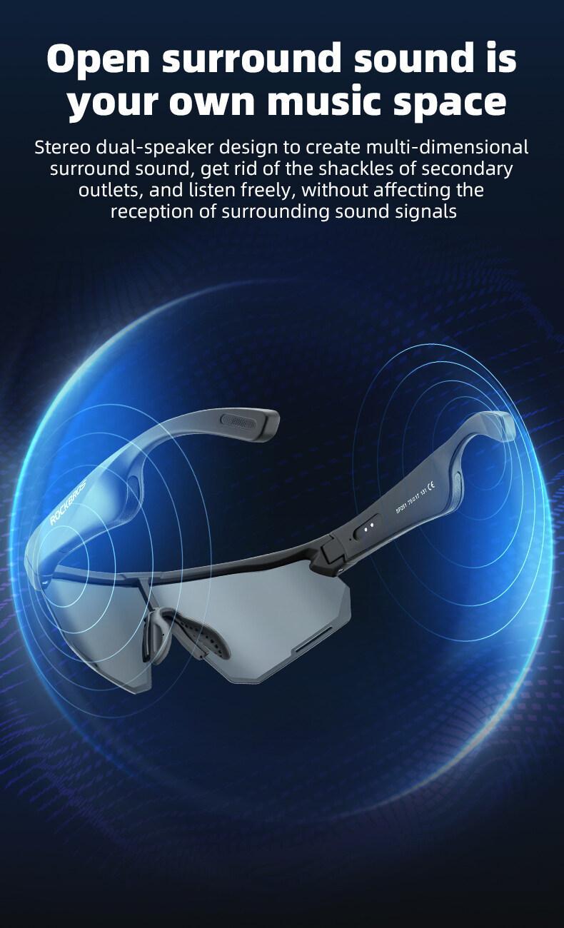 ROCKBROS Bluetooth Sunglasses for Men and Women Cycling Polarized Glasses Lightweight Multifunction Music One-key Control Runing Driving Goggles Sports Accessories
