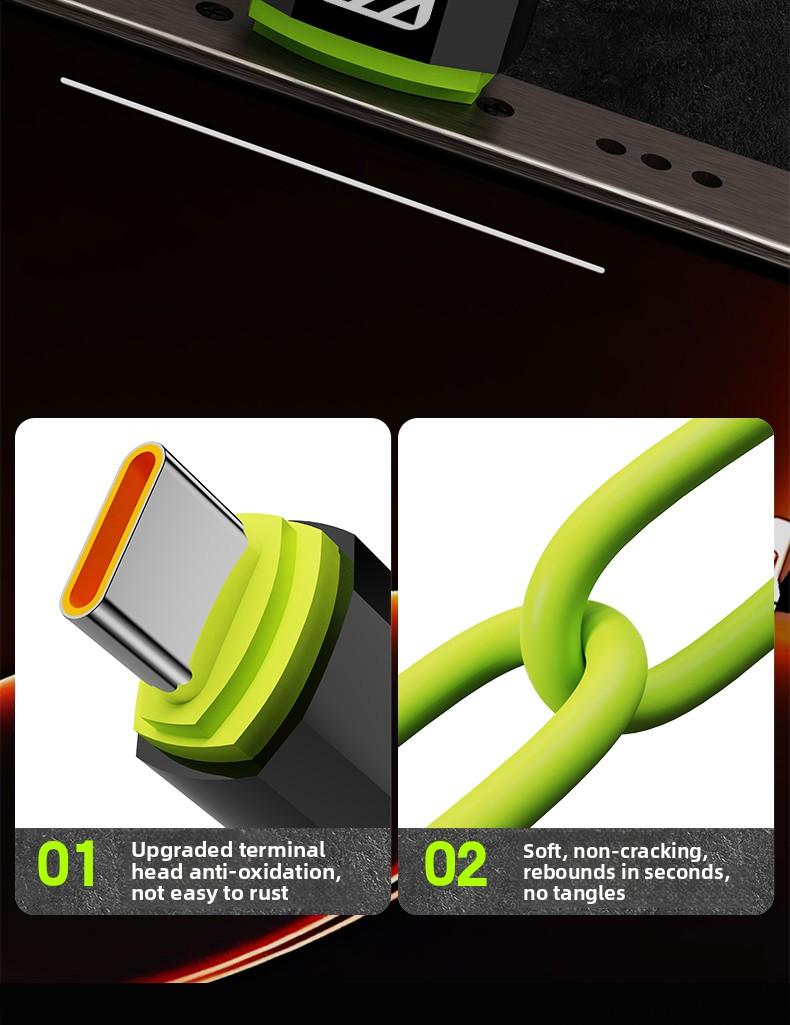 Super soft liquid silicone durable data cable 240W Digital Display Flash Fast Silicone Charging Cable 4.9ft Type C+Type C Type C+Lightning Data Sync Cable for Phones Tablets and Computers Aluminium Alloy