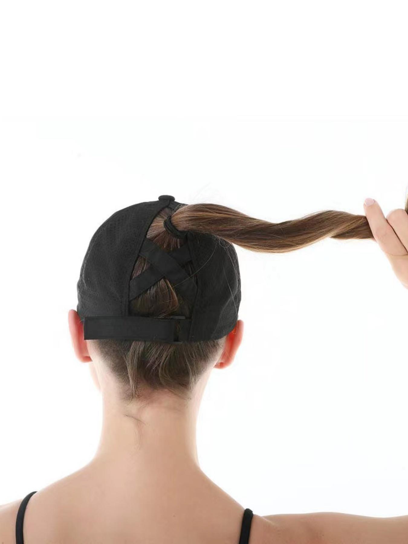 1pcs Quick-Dry Solid Color Baseball Cap, Adjustable Ponytail Holder, Essential Outdoor Fitness Sports Hat, Casual Fitted Style, Adjustable Snapback Cap