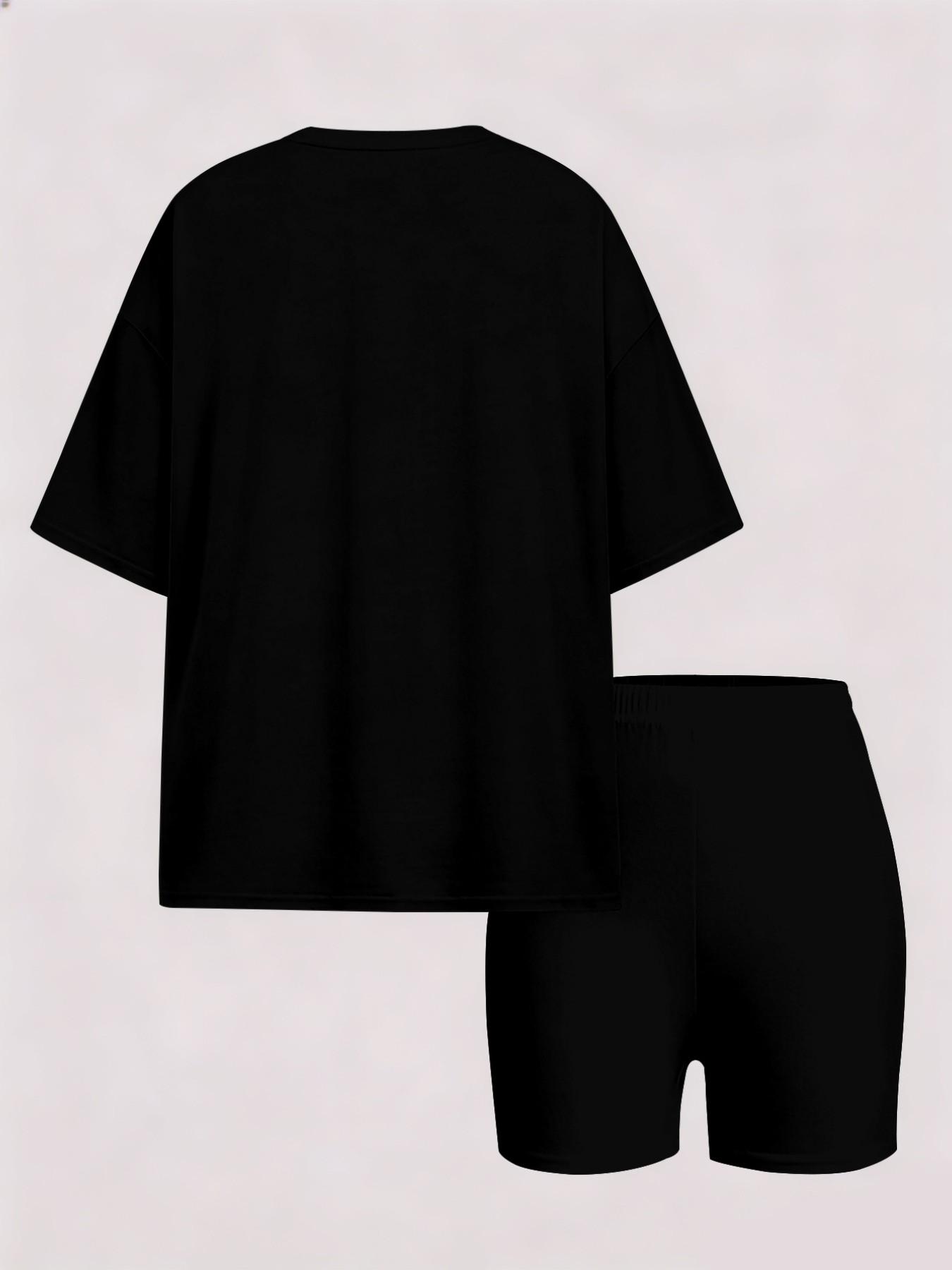 Korean Style Girls Pink Dot 67 Number Short Sleeve & Biker Shorts Set Summer Loose Comfortable Kids 2Pcs