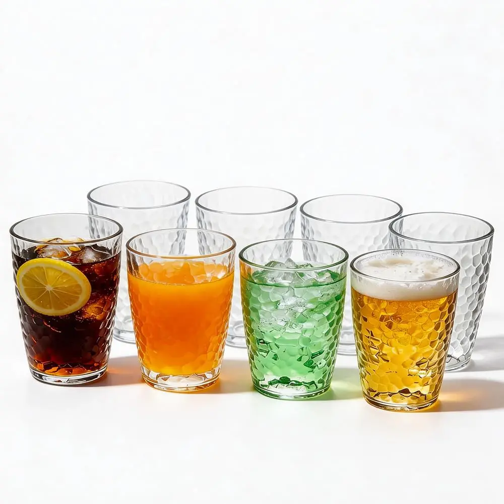 Shatterproof Plastic Drinking Glasses, 18 oz  Tumbler Cups Set of 8,  Unbreakable Plastic Cups, Dishwasher Safe for Daily Use, Party, Kitchen, Transparent