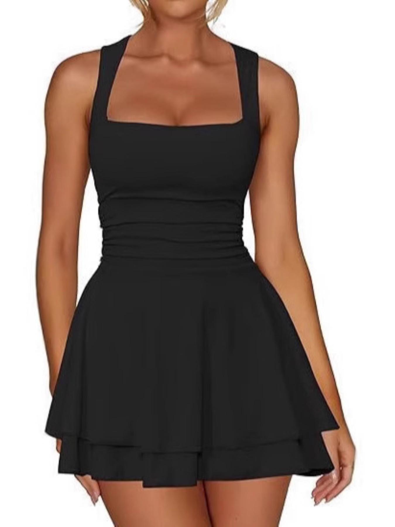 2026 Square Neck High Waist Fit Mini Dress, Ruffled Hem, Short Style, Cute, Women's Fashion, Perfect for Casual and Party Wear - TikTok Shop 2026 Square Neck High Waist Fit Mini Dress, Ruffled Hem, Short Style, Cute, Women's Fashion, Perfect for Casual and Party Wear - TikTok Shop