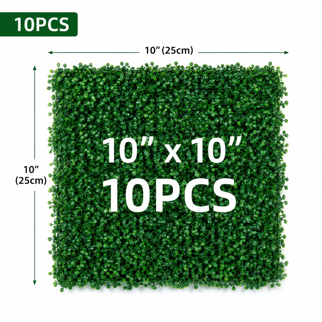 10/20 Pack 10x10 Inch Artificial Boxwood Panels – Versatile Faux Greenery Screen for Fence Cover, Garden Privacy Wall, or Event Backdrop – Includes Zip Ties for Easy Installation