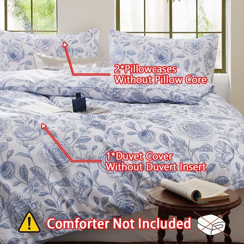 Rose Pattern Duvet Cover 3-Piece Set, Elegant and Romantic, Includes 1 Duvet Cover and 2 Pillowcases (Without Filling), Ideal for Modern Bedroom Decor.