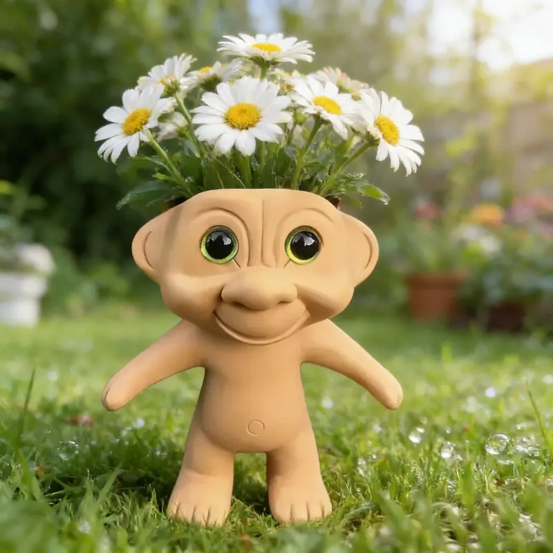 Cute Troll Resin Planter, Monster Head Succulent Pot, Unique Cartoon Figure Plant Pot for Indoor Outdoor Garden Lawn Decor, Ideal Gift for Plant Lovers