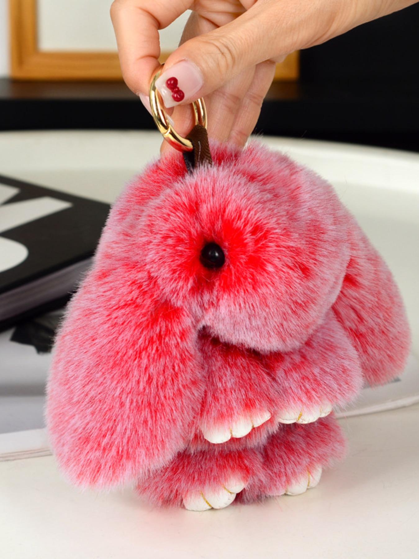 Handmade Cute Bunny Plush Keychain, Adorable Knitted Design, Perfect for Car, Bag, Phone, Fuzzy Keychain, Ideal Gift for Holidays & Birthdays