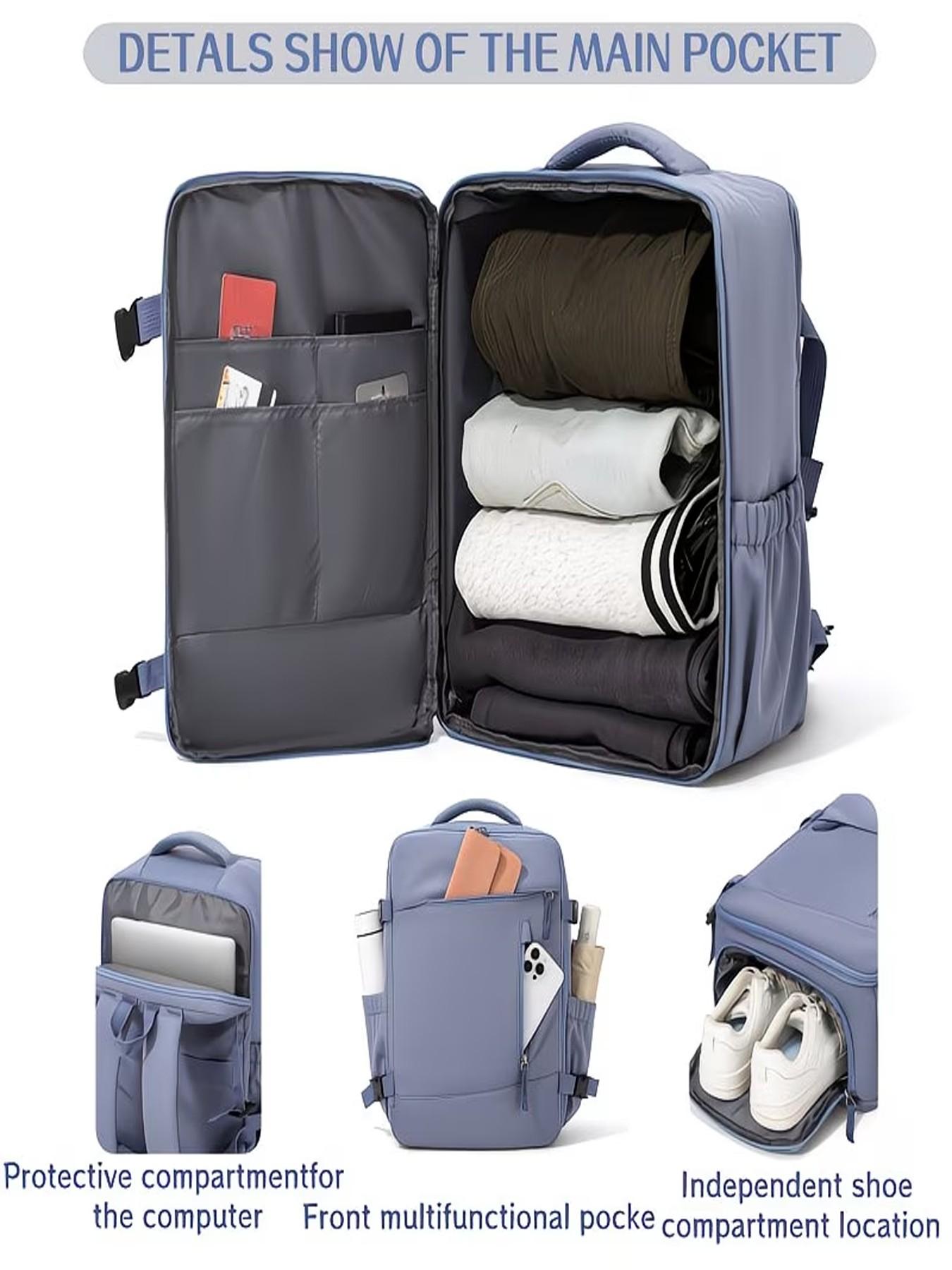 Women's 40x30x20cm Carry On Travel Backpack, Wizz Air Approved Luggage, Shoe Compartment, Laptop Bag, Hiking, Outdoor, Business Use