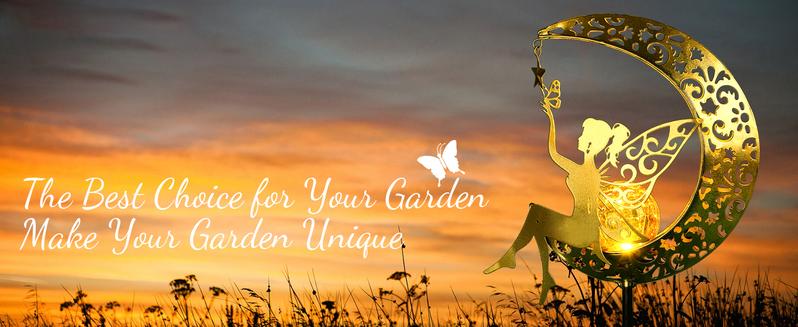 Solar Garden Statues Outdoor Decor Fairy Moon Figurine Light Stake, Housewarming Ornament for Patio, Lawn, Yard, Pathway, Unique Gift Ideas for Gardening Mom Grandma