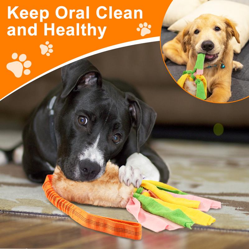 Pawaboo Pet Gifts Plush Toy for Dogs, Interactive Dog Chew Toy with Elastic Handle to Play, Soft Polar Fleece No Stuffing Puppy Toys for Small Dogs, Stimulating Pet Toys for Puppies with Colorful Strips