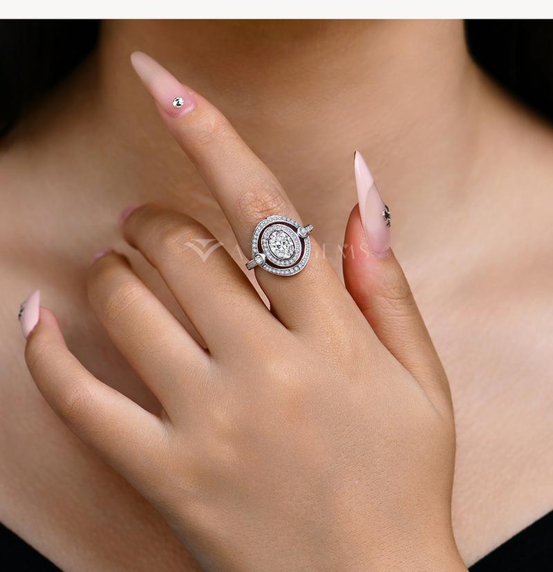 1.5CT D VVS1 Oval Shape Synthetic Moissanite Ring for Women Birthday Gift Engagement  Fine Jewelry R193