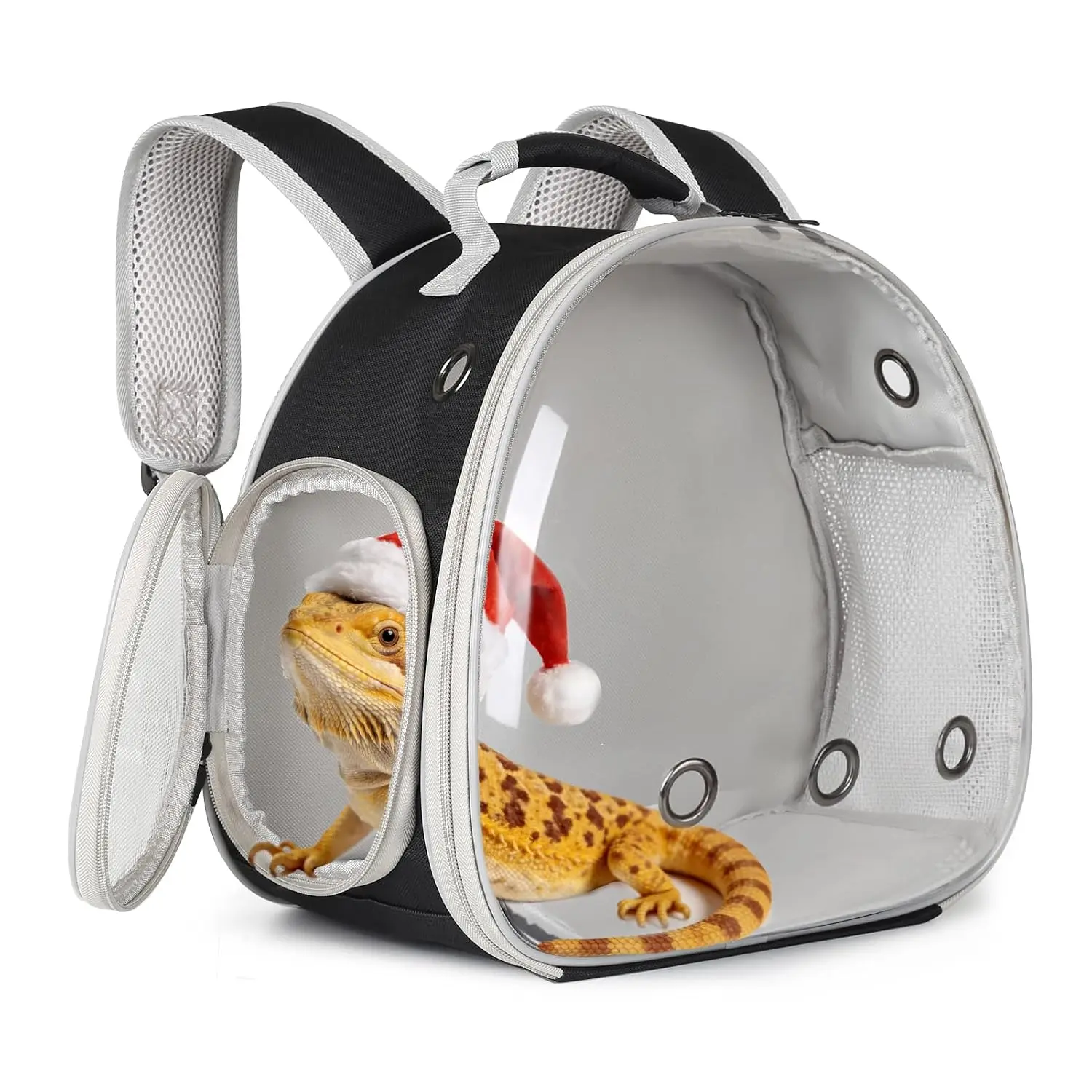 New Guinea Pig Backpack Carrier, Bearded Dragon Carrier Backpack With Clear Bubble Window,Small Animal Travel Backpack For Hedgehog Rat Parrot,Rabbit,Sugar Glider,Airline Approved(Black, Backpack)