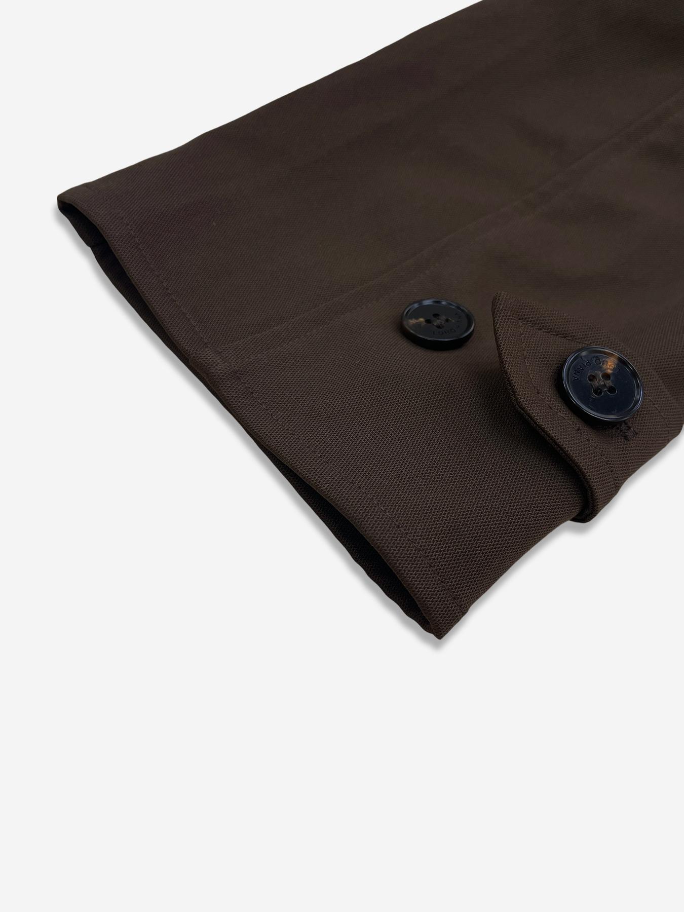 Ladies' brown trench coat with belt, ladies' trench coat, ladies' casual solid-color Woven Fit Asymmetrical Everyday trench coat, brown jacket, ladies' brown jacket, brown belted jacket, solid-color coat, stylish top