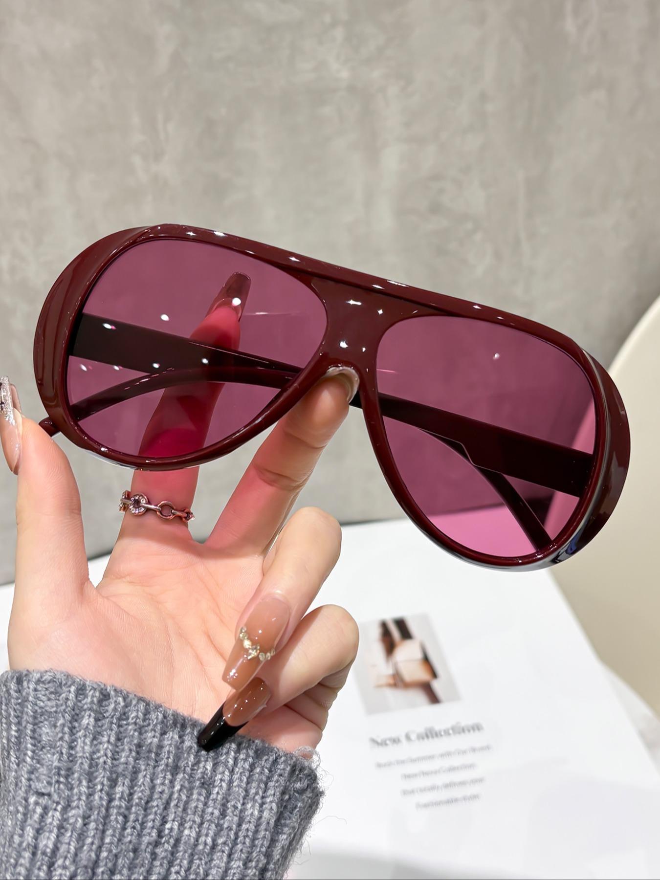 Fashionable Large Frame Decorative Lens Pc Material Glasses Set, Casual Protective Eyewear, All Seasons Wear