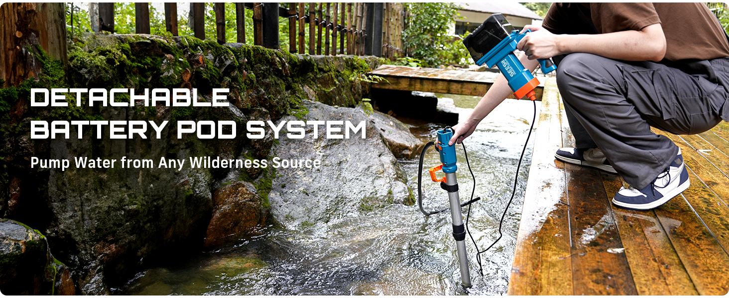 Seesii Cordless Stick Water Transfer Pump, with 2*4000mAh 21V Battery & Charger, 720GPH, 32FT Head, Handheld Portable Utility Sump Pump Kit with 3/4" Outlet for Pool/Garden/Pond/RV/Boat Draining#dieseltransferpump #kerosenetransfer#waterpump
