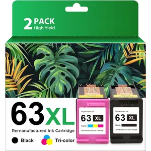 63XL Ink  Combo Pack  for  Ink 63 63XL Ink Cartridges Black and Color Work with  Officejet 3830 4650 5255 5258 Envy 4520 4512 DeskJet 3630 2130 1112 Printer,2 Pack