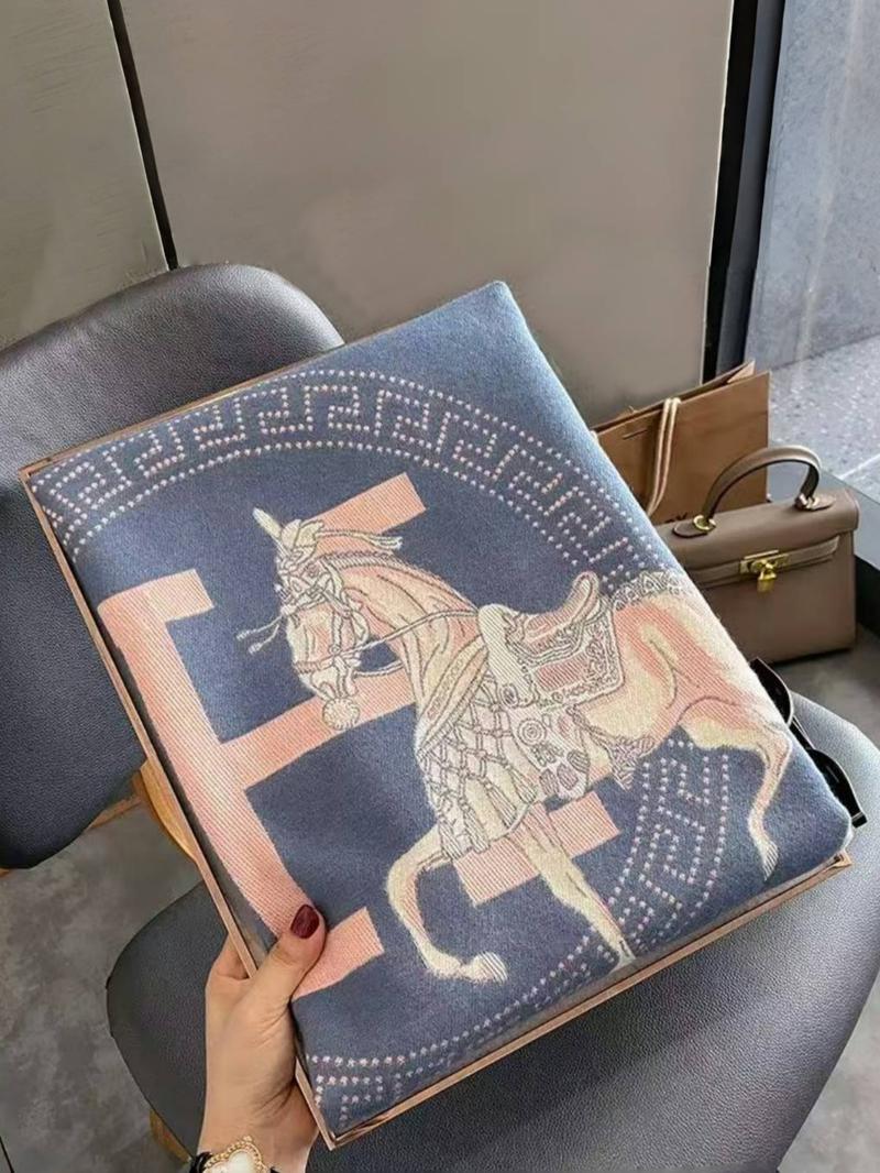 1 autumn and winter retro high-end checkered jacquard knitted warm and cold resistant scarf, cartoon animal horse design, thick warm and cold resistant, unisex, fashionable daily accessory, perfect holiday gift