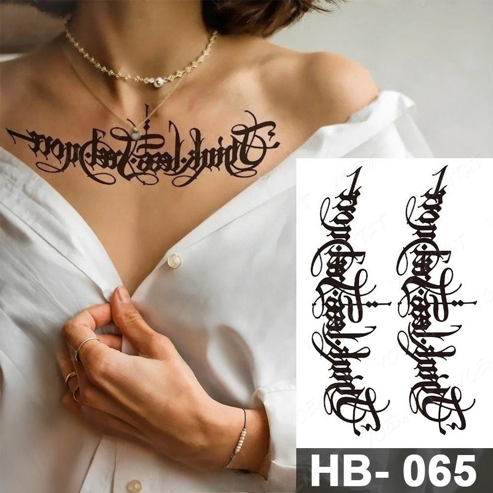 Handwritten font waterproof temporary tattoo sticker text word Chicano letter tattoo arm shoulder fake tattoo suitable for women and men